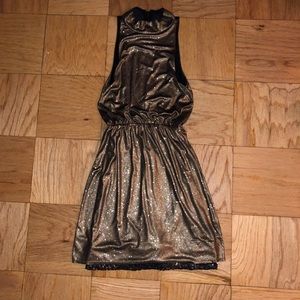 Alice + Olivia Estelle Bronze/Sequin Shimmer Dress